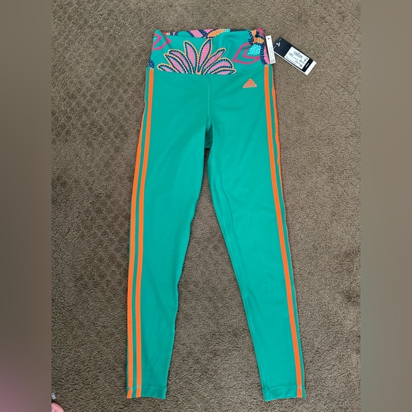 FARM Rio Pants - New small FARM RIO ADIDAS Tights Training Hi Rise Full length Leggings Green